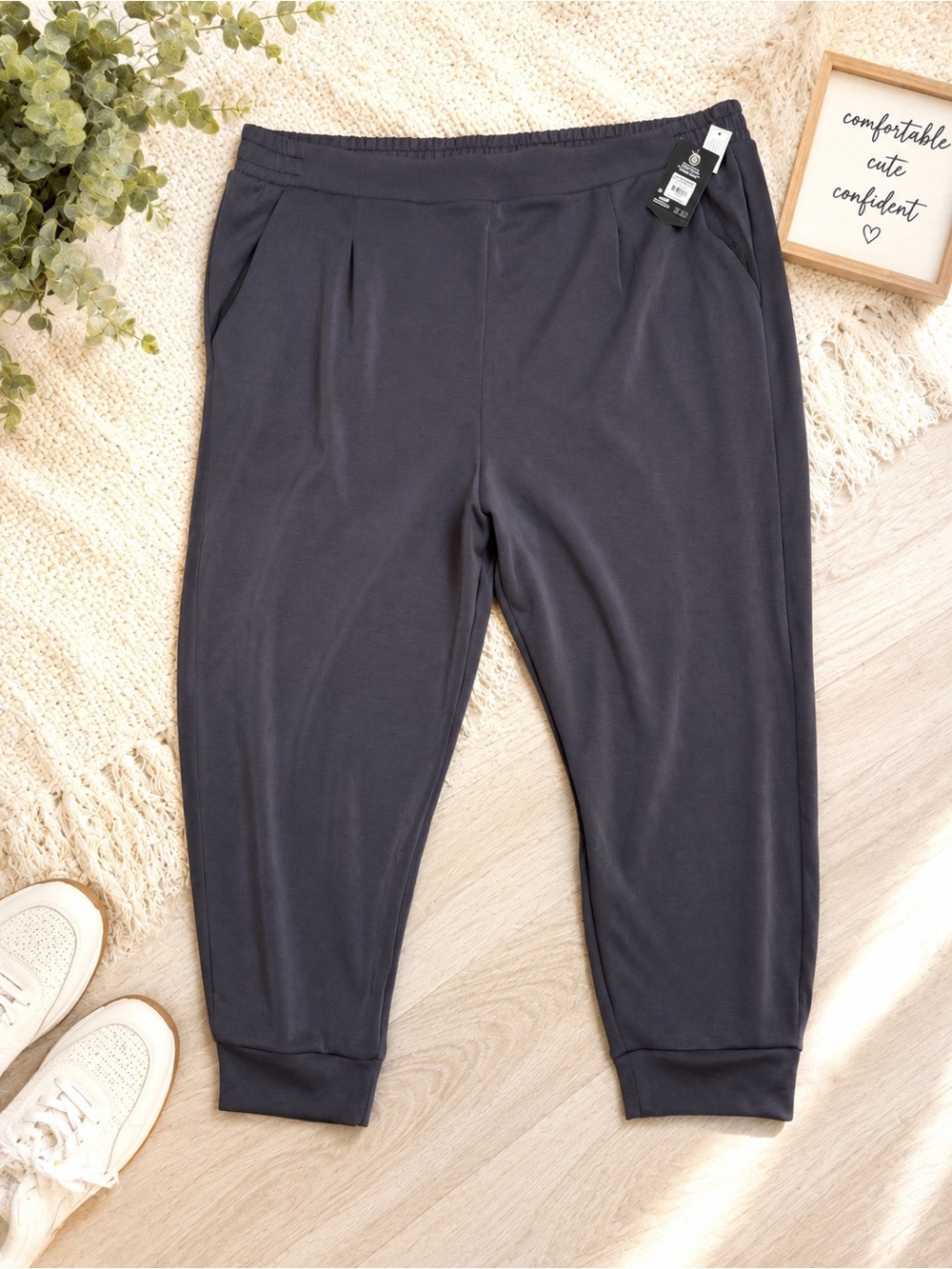 Avia Women's Dark Charcoal Scuba Track Jogger Pants